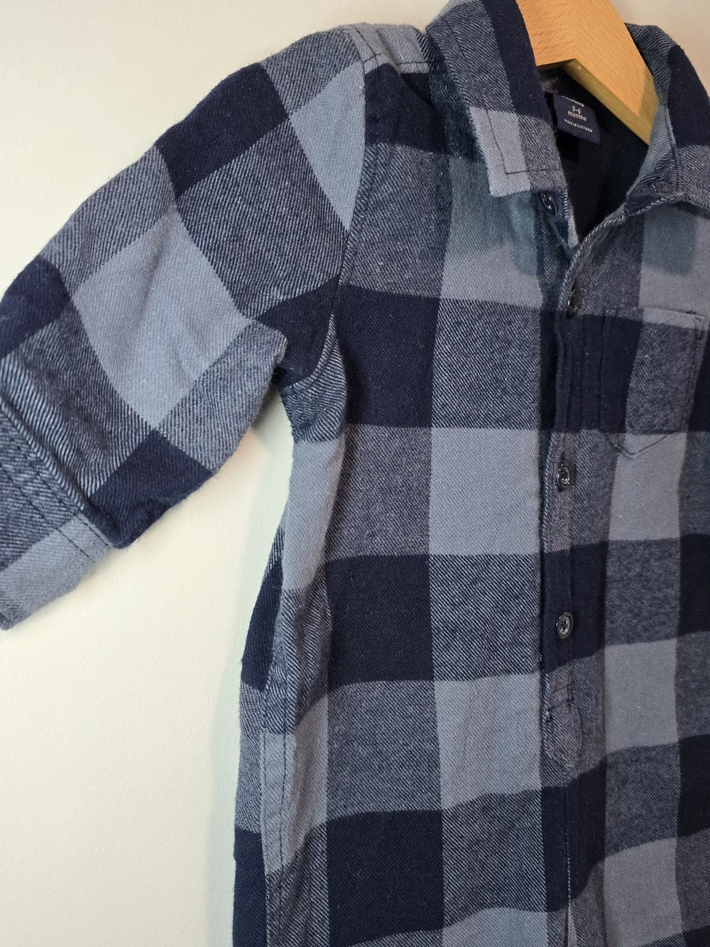GAP Navy and Gray Plaid Button Romper Fully Lined Extra Soft Fall Style